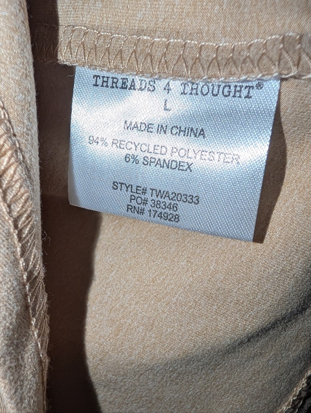 Threads 4 Thought Crewneck Tee With Open Back Tan NWOT - Picture 4 of 8